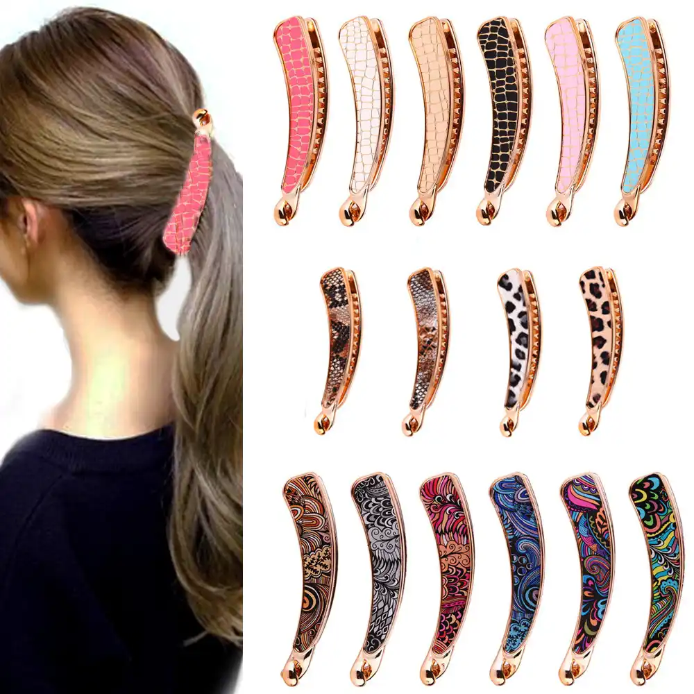 1pcs Mode Sexy Leopard Muster Banana Clip Haarnadeln Frauen Acryl Pferdeschwanz Halter Haar Clips Claws Haar Zubehor Women S Hair Accessories Aliexpress