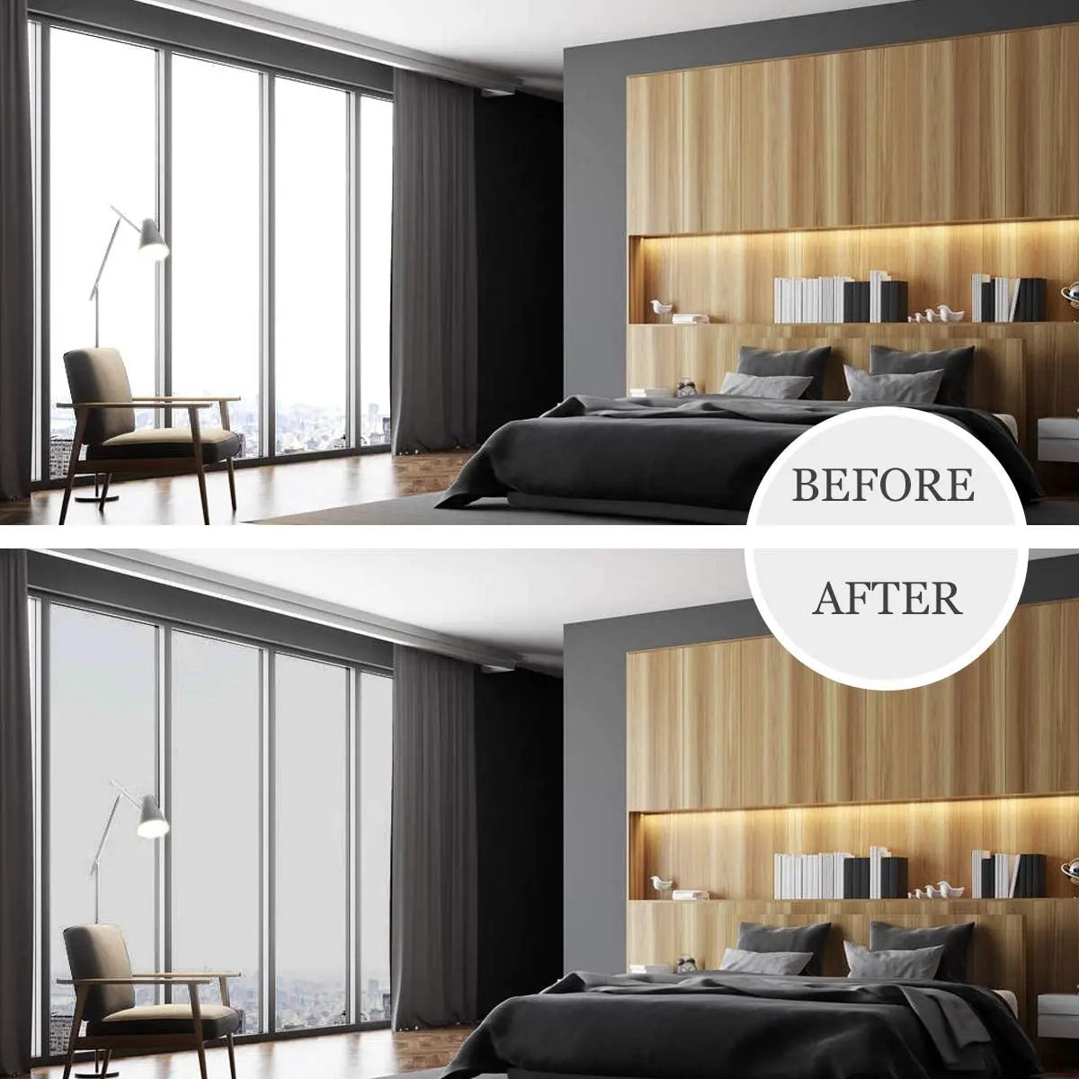 One Way Mirror Window Film Daytime Privacy Sun Blocking Reflective Self Adhesive Film Anti UV Heat Control Window Tint for Home