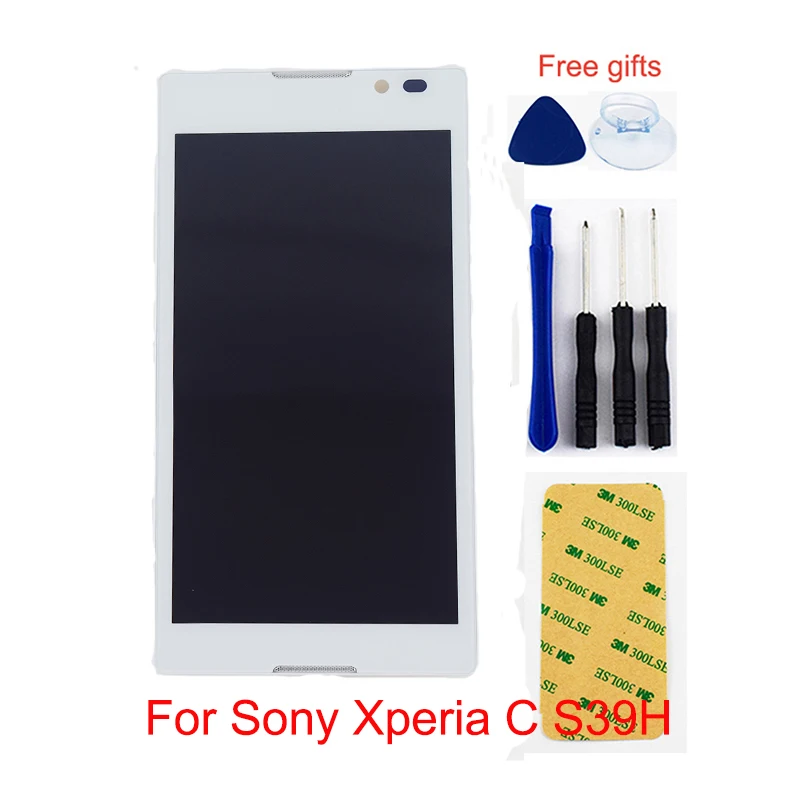 Tanie Dla Sony Xperia C S39H S39 C2304 C2305 LCD monitor ekran + czujnik szkło ekran dotykowy Digitizer zgromadzenia rama