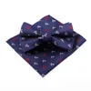 Brand New Luxury Blue Jacquard Weave Tie Set 6.5 cm Anchor Necktie Gravata Pocket Square Handkerchief Bowtie  Suit for Wedding ► Photo 2/6