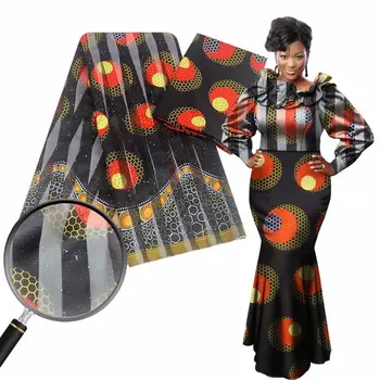 

Beautiful Light color pattern Satin Silk Fabric African Wax Pattern Satin Fabric for Party Clothing Sewing hot sale design