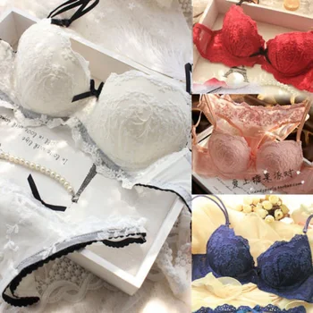 

Women Romantic Lace Bra Sets Push Up Bra And Panties Cotton & Polyester Ladies Temperament Underwear