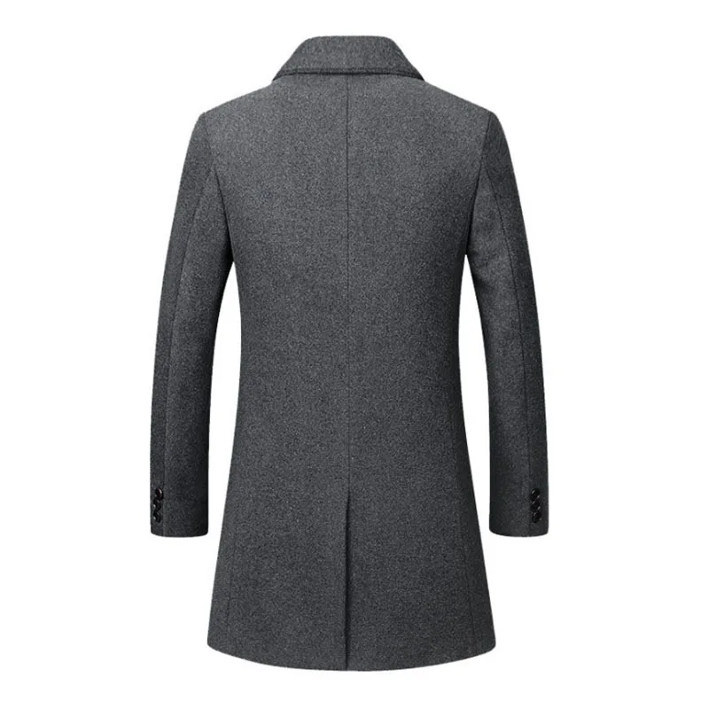 Koop Winter Wol Jas mannen Hoogwaardige Wollen Jas toevallige Slanke kraag wollen jas mannen lange katoenen kraag trenchcoat
