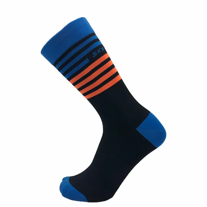 Blue orange Новые удобные и дышащие носки для велоспорта мужские спортивные полосатые беговые носки велосипеды уличные носки - Цвет: Blue orange