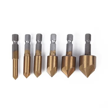 

6Pcs 5-Flute Countersink Drill Bit 90 Degree Center Punch 6-19mm Counter Set