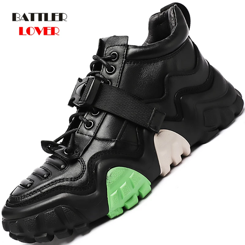 Fashion Men Motorcycle Boots 100% Genuine Cow Leather Ankle Chelsea Botas for Male Vintage Classic Punk Winter Warm Footwear
