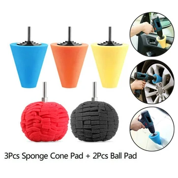 

New Car Burnishing Foam Sponge Polishing Cone Ball Buffing Pad Car Wheel Hub Cleaner Set