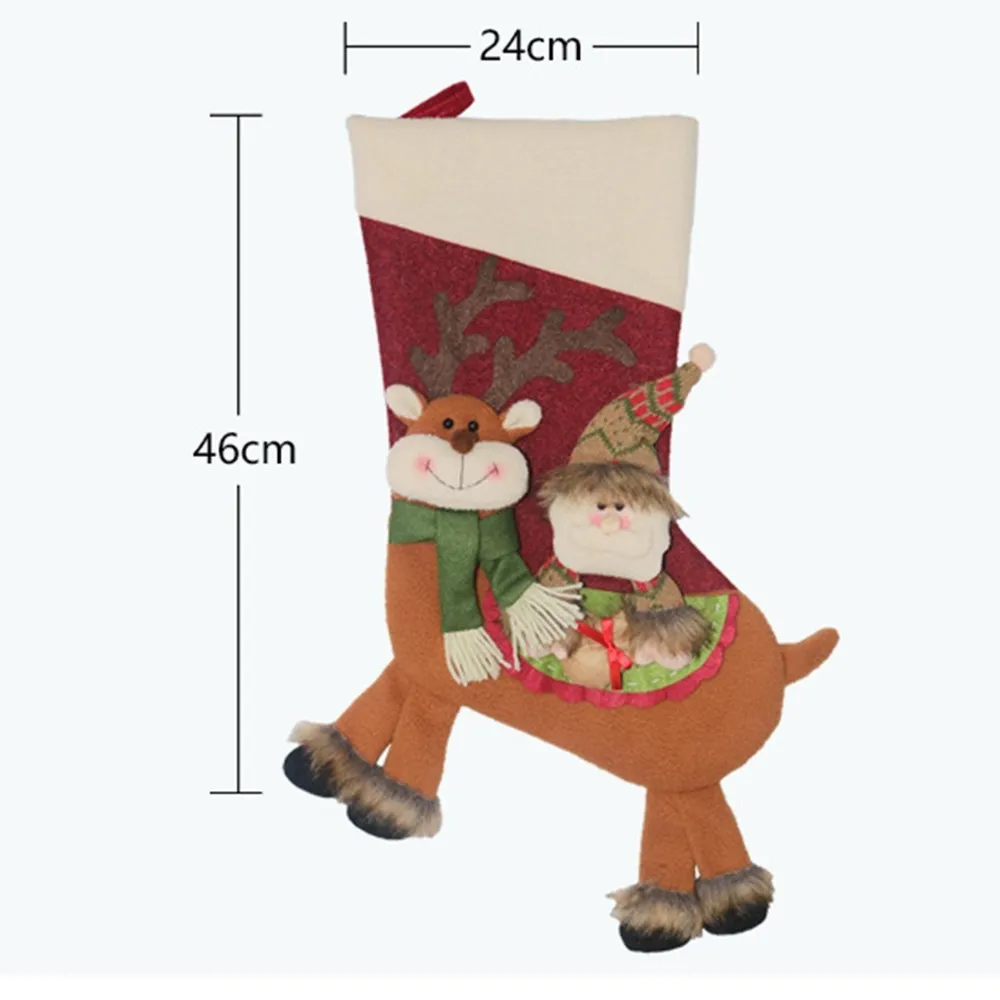 Christmas Sock Gift Bag Santa Claus Snowman Reindeer Shaped Dolls Candy Gift Bag DIY Christmas Tree Decor Hanging Ornaments