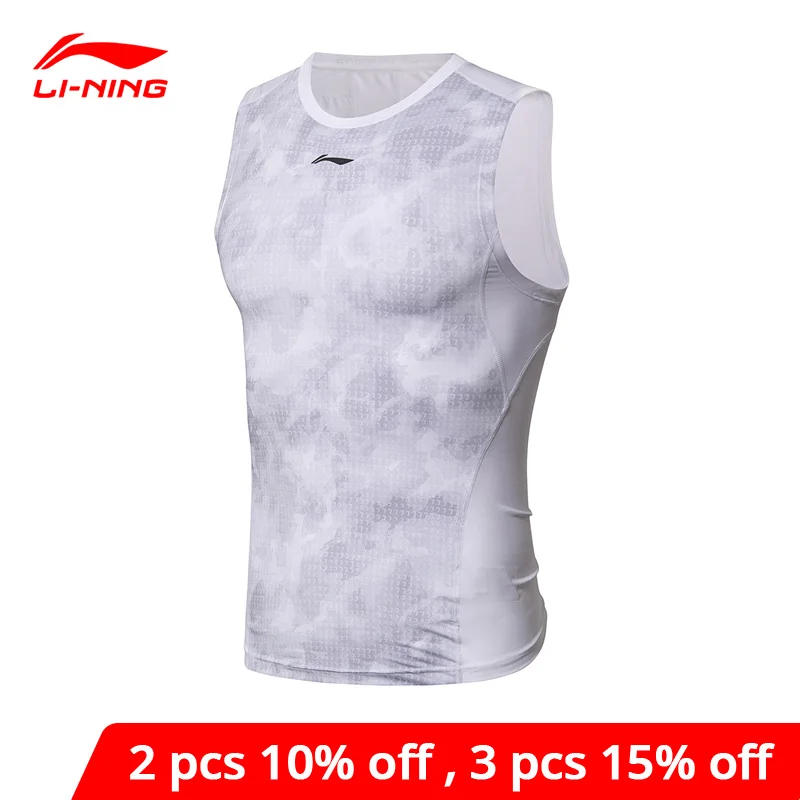 Li-Ning Мужская Базовая майка без рукавов 90% полиэстер 10% спандекс облегающий жилет li