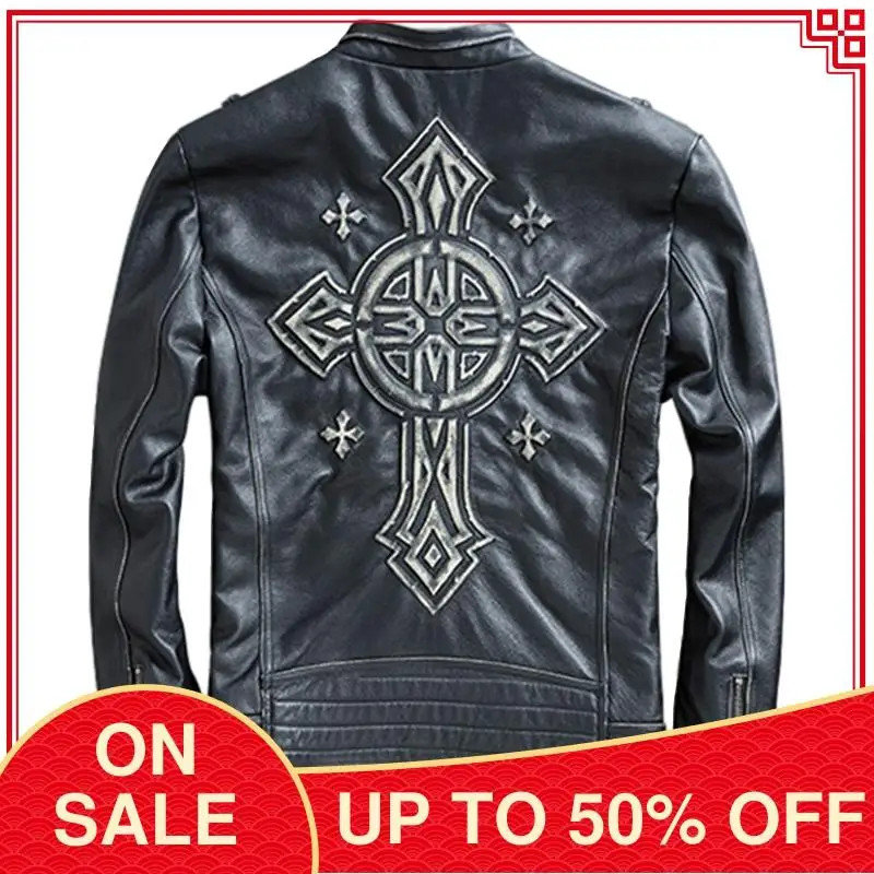 

2020 Vintage Black Motorcycle Style Genuine Leather Jacket Men Plus Size 5XL Real Natural Cowhide Autumn Slim Fit Biker's Coat