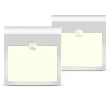 

Night Light Smooth Appearance Superb Craftsmanship 2pcs LED Motion Sensor Bedroom Bedside Corridor Wardrobe Wall Lamp