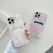 

Card Holder Marble Stone Pattern Phone Case For iPhone 11 12 13 Pro Max Shockproof Cases Cover For iPhone X XR Xs Max 7 8 Plus