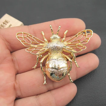 

APDGG 45x60mm Yellow Gold plated Copper Bee Insect Bumble Bee Brooch