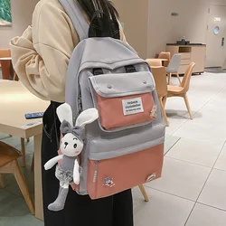 Fashion College Style Contrast Nylon Women's Backpack High-Quality Anti-Theft Shoulder Bag, Teenager Student School Bag Travel