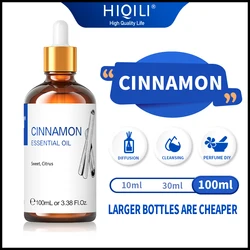 HIQILI 100ML Cinnamon Essential Oils,100% Pure Natural for Aromatherapy | Used for Diffuser，Humidifier，Massage | Uplifting