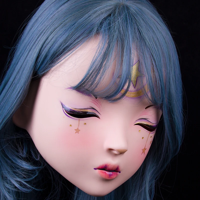 LiLi Mask-28) милая девушка Смола половина головы настроить Косплей Японская ролевая игра Аниме Силиконовые кигуруми маска Трансвестит кукла