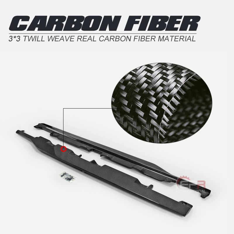 

Car-styling Ren Style Carbon Fiber Side Skirt Extension Glossy Finish Door Step Splitter Set Fibre Tuning Kit For Benz AMG GT
