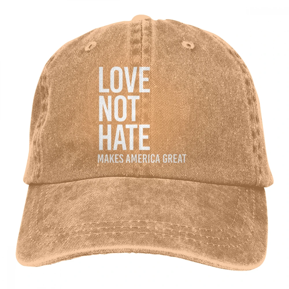Love Not Hate сделать Америку большой Casquette черный унисекс Мужские Женские джинсовые бейсболка с ремешком кепки Регулируемый Гольф папа шляпа - Цвет: Хаки