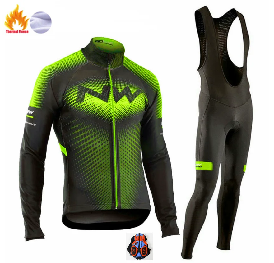 Winter Cycling suit Новинка, NW Pro Team, Зимняя Теплая Флисовая велосипедная футболка, мужская одежда с длинным рукавом, набор для спорта на открытом воздухе, MTB, велосипедная одежда, Ropa Ciclismo - Цвет: Winter Cycling suit