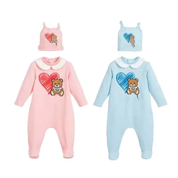 

Infant Cartoon Bear Baby Clothes Girl&Boys Long Sleeve Baby Rompers Hat 2Pices Baby grow Sleepsuits Baby Romper 0-18 Months