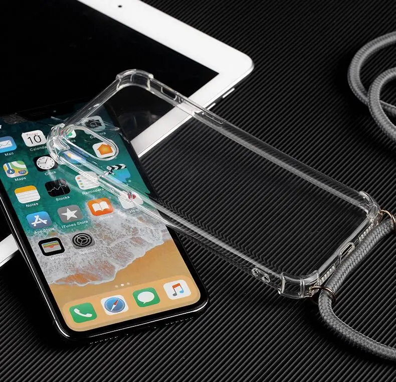 Прозрачные чехлы с веревкой через плечо для iPhone X, XR, XS, Max, 8, 7, 6 S, 6 S, Plus, ожерелье, шнур, висячий плечевой ремень, чехол для телефона