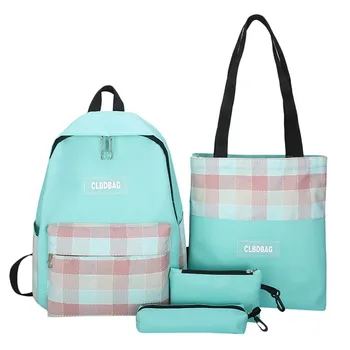 

#20 4Pcs/set Women School Backpacks Nylon Schoolbag For Teenagers Girls Student Book Bag Boys Satchel Bolsas Mochilas Sac A Dos