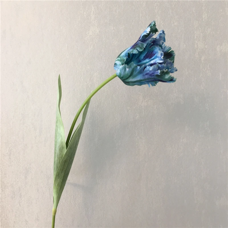 럭셔리 3D 앵무새 튤립 가지, 리얼 터치 인공 꽃, 새 집 장식, 인공 꽃, 파티, 흰색 튤립 호의