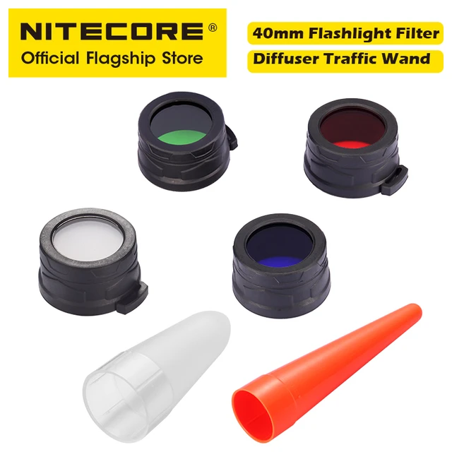 NITECORE 40mm Flashlight Filter Red Blue Green,Diffuser Traffic Wand  Adapter NFR40 NFB40 NFG40 NFD40 NDF40