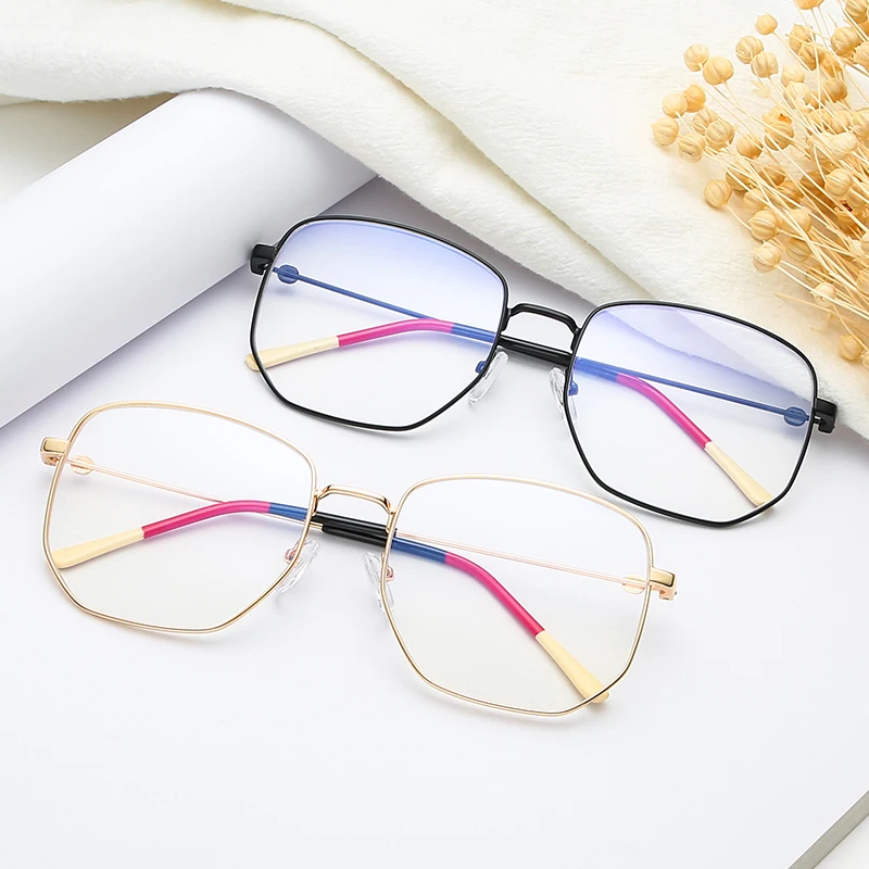 Женские и мужские полигональные очки блокирующие голубые легкие металлические очки снимают усталость компьютерные очки для геймеров защита от синего излучения