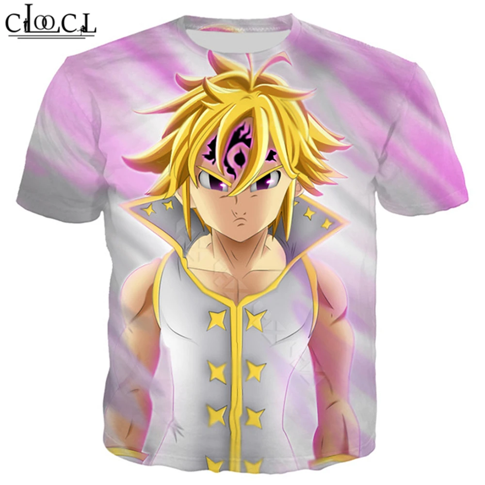 Футболка с надписью «Seven Deadly Sins» для мужчин и женщин, 3D принт, Meliodas, грех гнева, футболки с коротким рукавом, Повседневная Уличная одежда, модные пуловеры