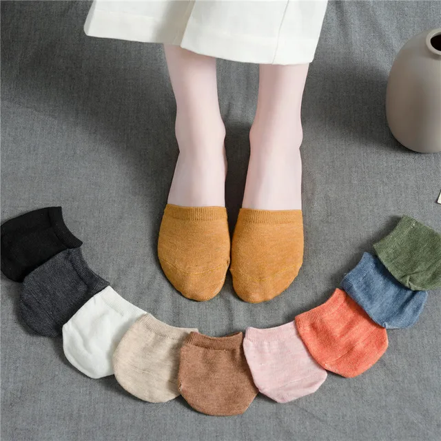 10pieces =5pairs Summer Forefoot Socks Women Solid Candy Color Heels Invisible Half Palm Foot Toe Cover Socks Sock Slipper Gifts