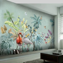 Пользовательские 3D фото обои ручная роспись тропический лес цветы роспись с изображением птиц Ретро Кафе Отель гостиная спальня настенный Декор