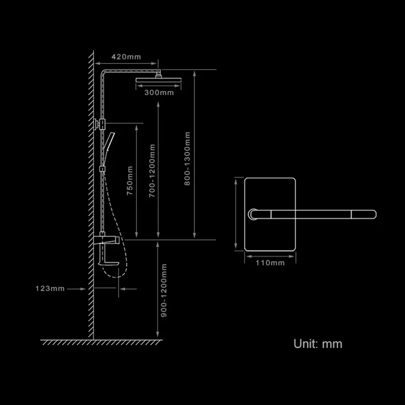 US $170.32 ELLEN Bath Shower Faucet Set Shelf Rianfall Showers Hot Cold Water Mixer Bath Tap With Handshower ELS9252