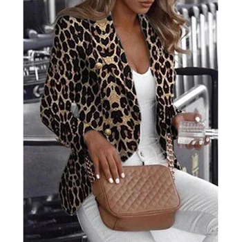 

Long Sleeve Leopard Printed Blazer Jacket