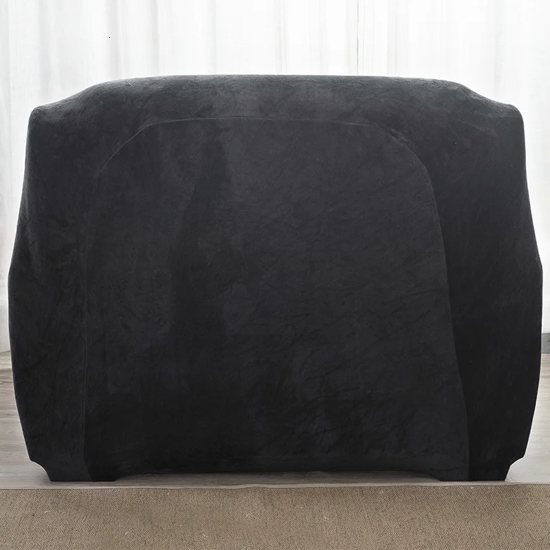 Plush Fabirc Elastic Sofa Cover Black Grey Coffee Fashion Armchair Sectional Couch Covers Non-slip Slipcover 1/2/3/4 Seater