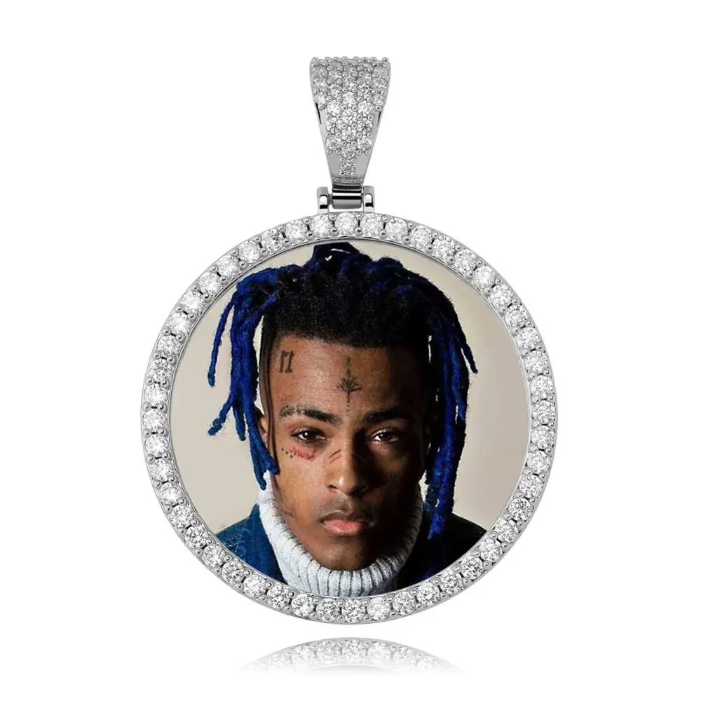 

JINAO NEW Custom Ice out Large size Photo Round Necklace & Pendant With 4mmTennis Chain AAA Cubic Zircon Hip hop Jewelry