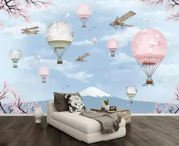 

CJSIR Custom Photo Wallpaper Cartoon Hand Painted Aircraft Hot Air Balloon Mural Children Room Sofa Background 3D Wallpaper