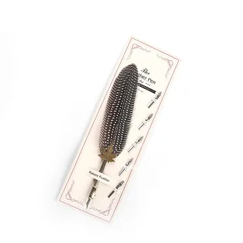 

Stationery Writing Retro Artificial Feather Pen Exquisite Office Portable Smooth School Gift Easy Apply Calligraphy Alloy Nibs