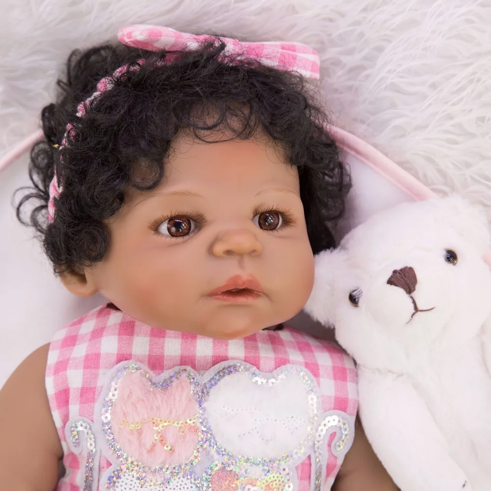 55 см серый/синий/коричневый глаза Bebe Кукла реборн черная кожа новорожденный кукла-реборн для малышей ребенок дает детям силиконовая игрушка для ванны подарок