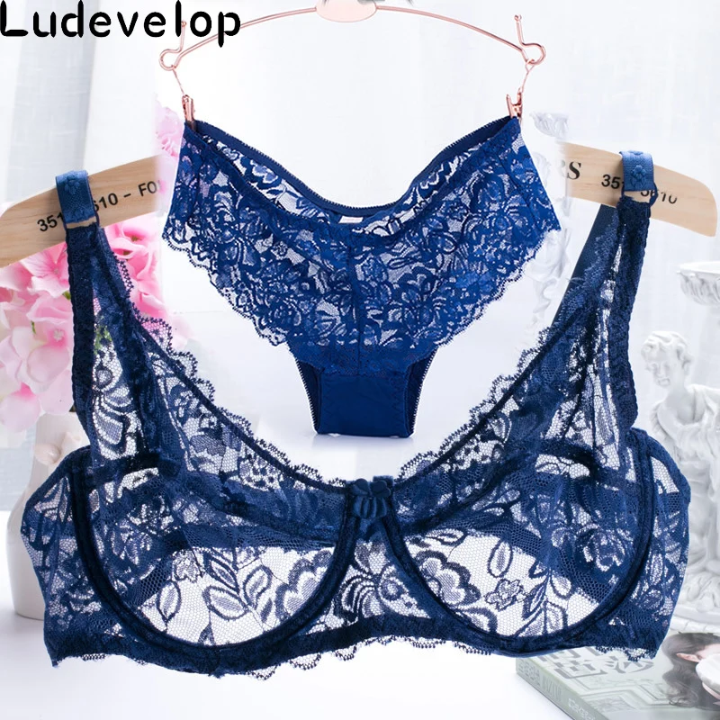 32-40 ABC Cup Intimates Hollow out Lace Bra And Briefs France Sexy Women Ultra-thin Underwear Bra Set Sexy Lingerie Bra Up Sofe sexy underwear sets