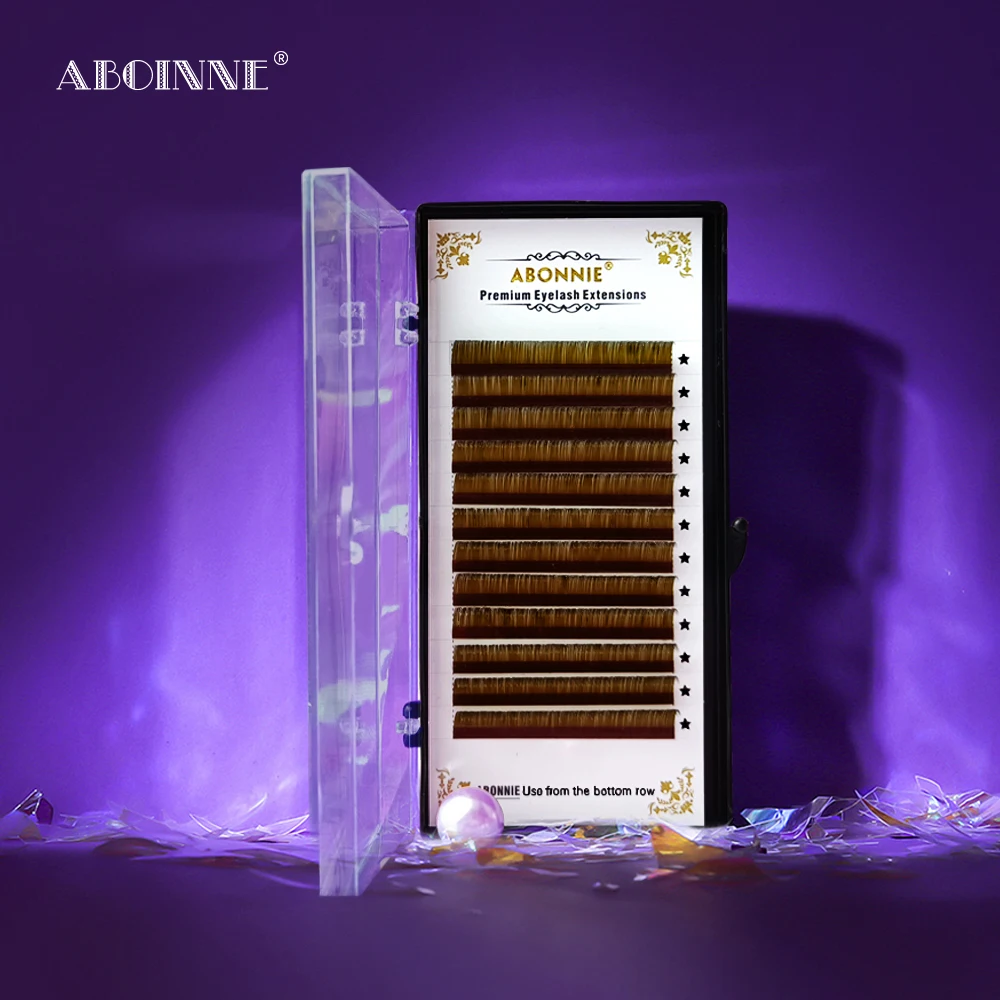 Abonnie-extensiones de pestañas individuales, color marrón oscuro, prémium, 8-15, mezcla de pestañas de visón, extensión de pestañas profesional
