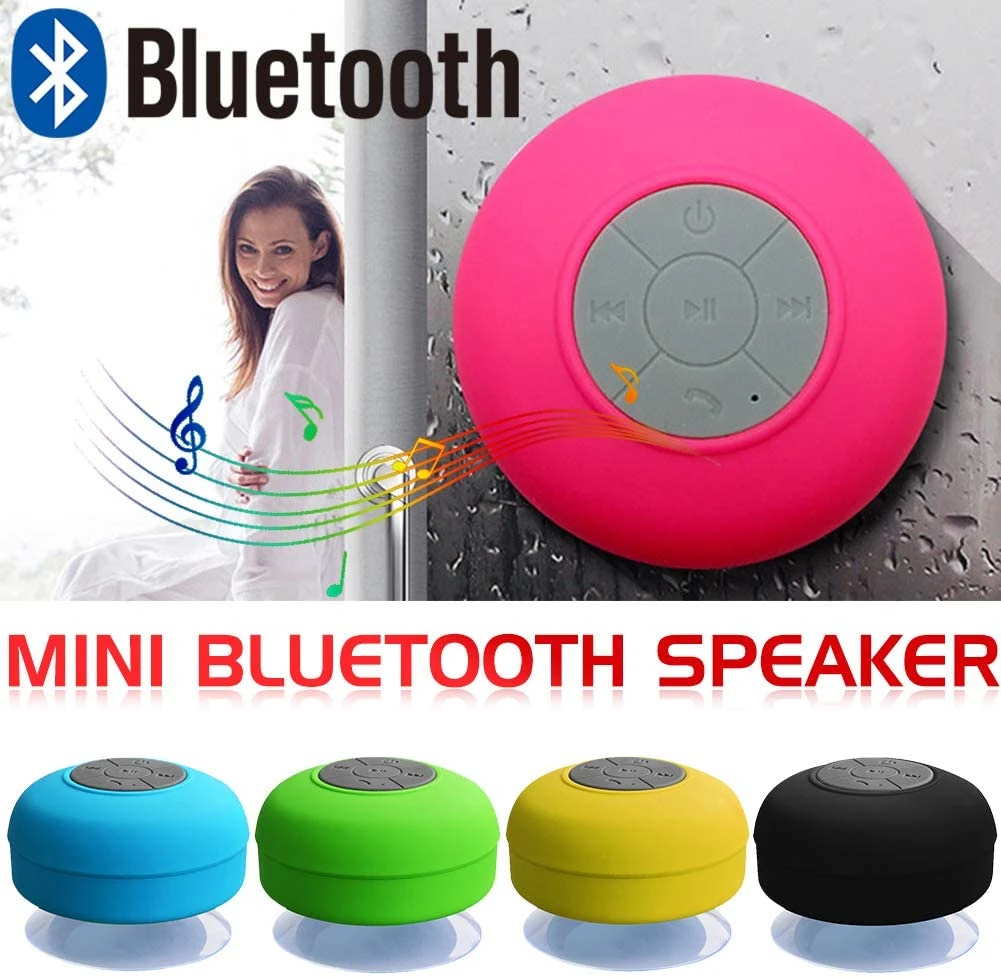 Newwaterproof Bluetoothスピーカー浴室車スピーカーledライトオーディオワイヤレスミニスピーカー 内蔵マイクの強固な吸着カップ ポータブルスピーカー Aliexpress