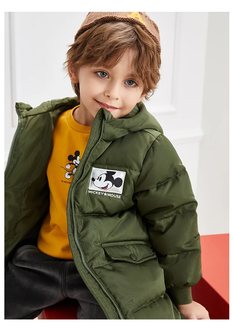 Disney Kids/Новинка года; детская теплая куртка; пуховик для маленьких мальчиков; одежда для маленьких девочек; детская зимняя куртка; длинный пуховик для детей