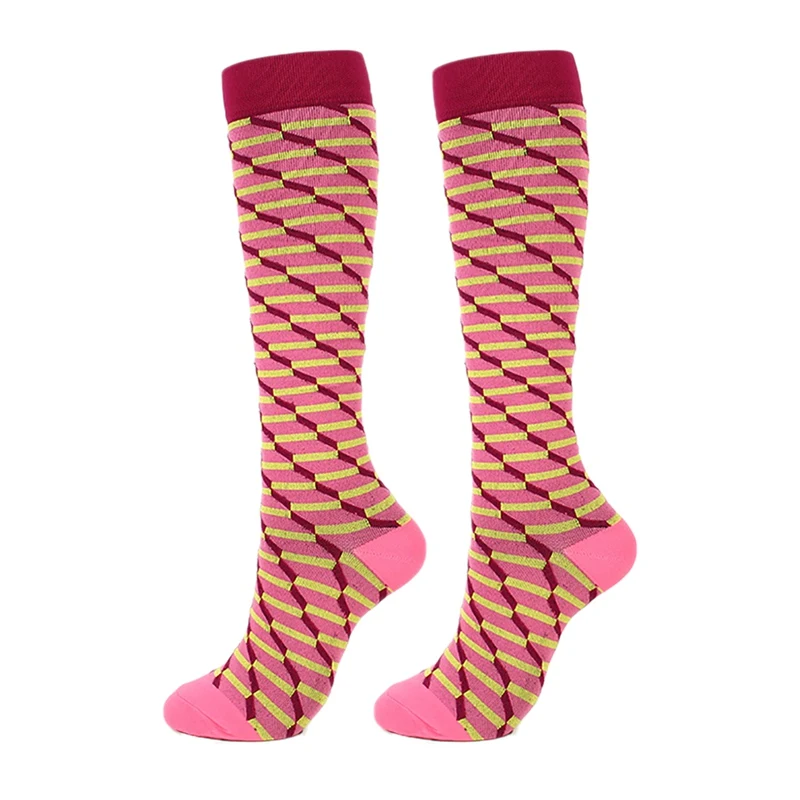 Компрессионные спортивные носки для женщин и мужчин до колена/длинные полиэфирные нейлоновые Чулочные изделия с принтом, аксессуары для обуви