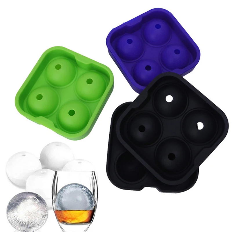 

Multifunctional Ice Cube Maker 4-cavity Silicone Ball Cocktail Whiskey Mold for Ice Cube Tray Ice Mold Kitchen Tool