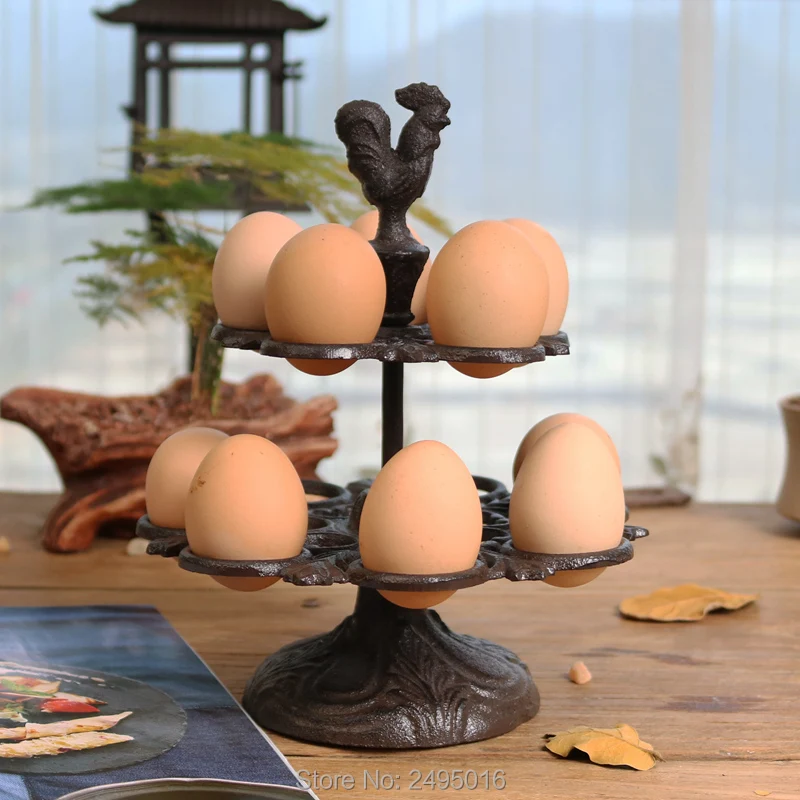 Rerto Cast Iron Egg Holder Stand 12 Eggs In Rust Brown Creative Egg