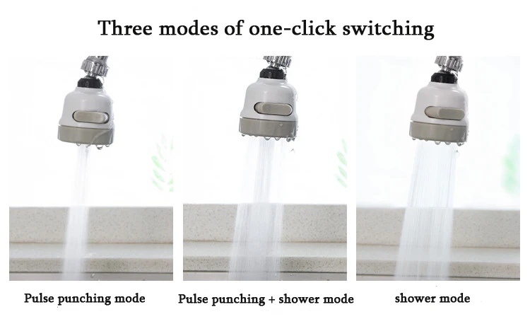 Kitchen Faucet Head 360Rotate Water Saving Tap with 3 Modes Spray Head Moveable Nozzle Filter for Household Bathroom Accessories