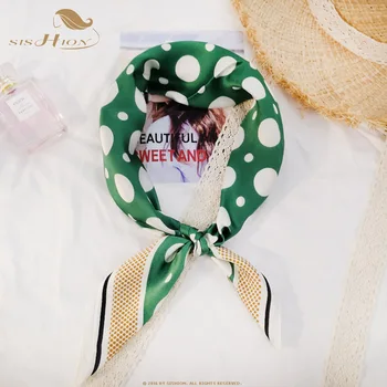

SISHION Autumn new square scarf Women simulation silk scarf female Korean Polk dot small scarf decoration bag SP0827