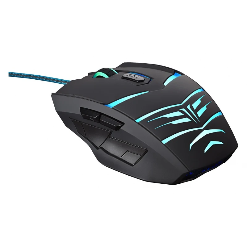 Мышь Oklick 745G LEGACY черный/голубой оптическая(2400dpi) USB игровая(6but