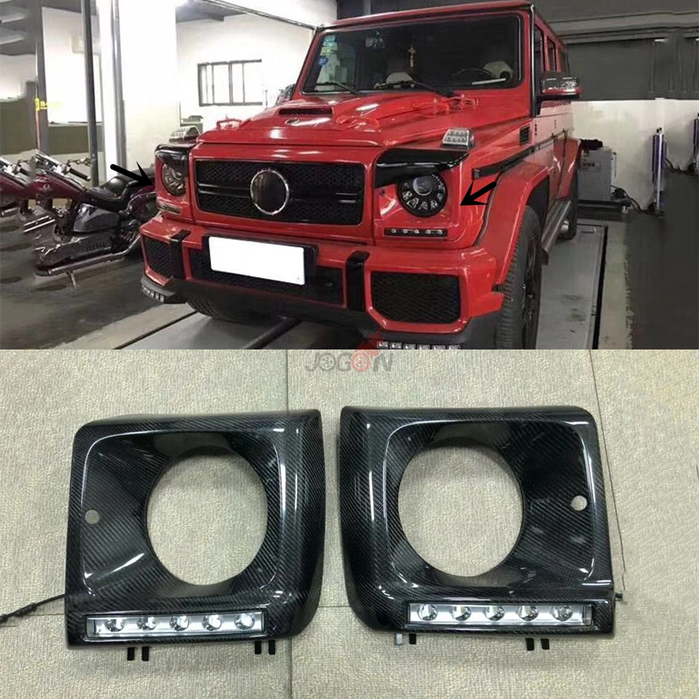 Автомобильная передняя фара настоящая углеволоконная рамка дневные ходовые